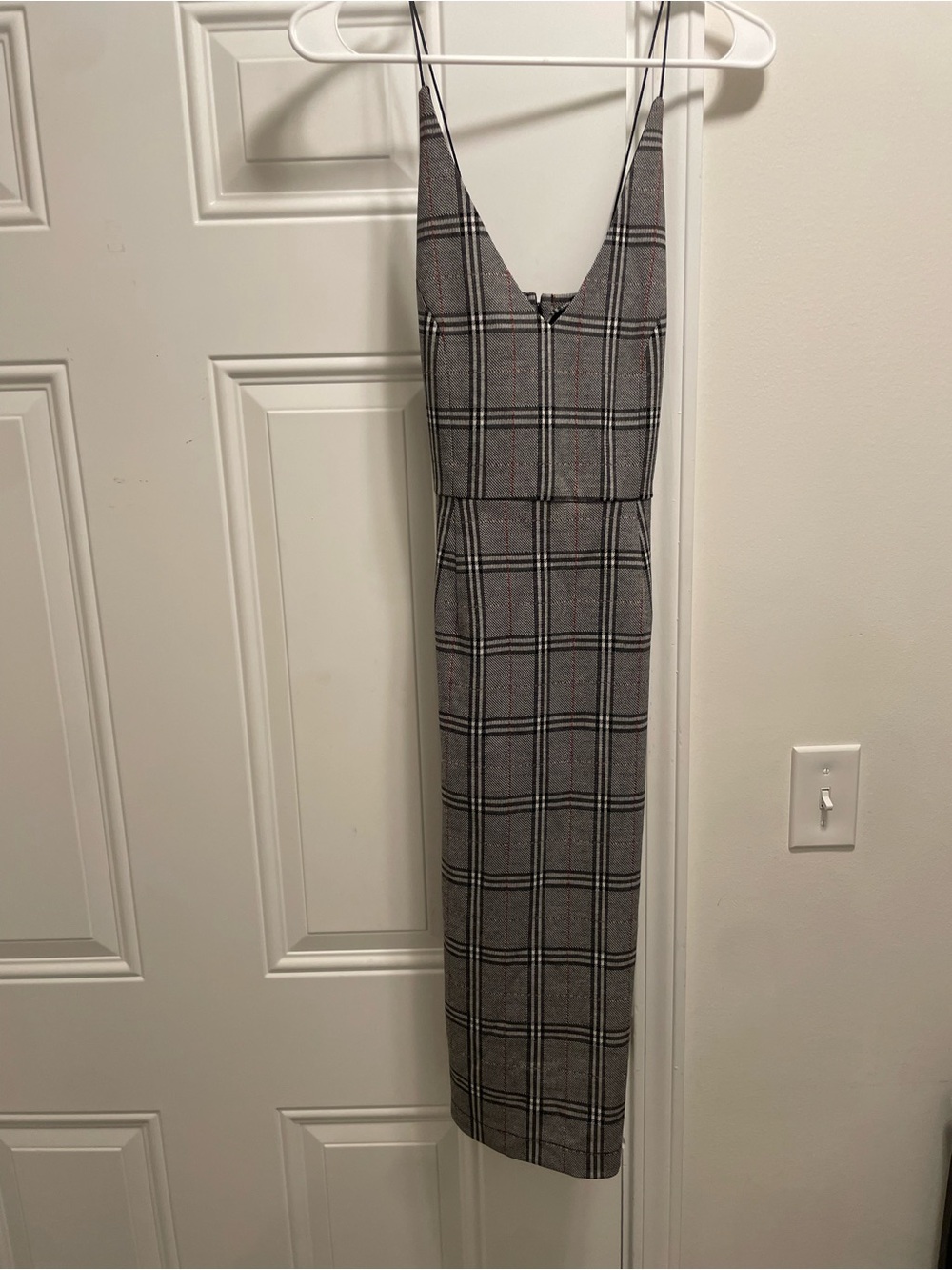 NWT Black Swan Grey Plaid Midi Dress